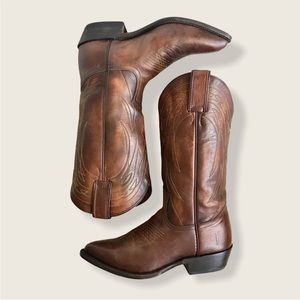 Frye Billy Pull On Cognac Leather Cowboy Boots